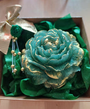 Load image into Gallery viewer, Oud wood Hand painted flower soap
